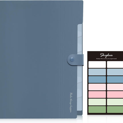 Expanding File Organizer – 8 Pockets, Accordion Folder with Labels, Blue