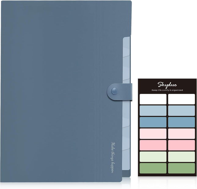Expanding File Organizer – 8 Pockets, Accordion Folder with Labels, Blue