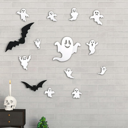 3D Halloween Ghost & Black Bat Wall Stickers, DIY Window, Door & Room Decor