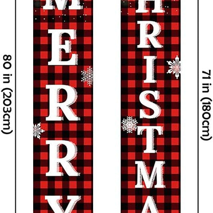 Christmas Outdoor Yard Sign Set – Buffalo Plaid Merry Christmas Door Banner