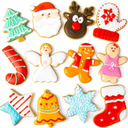 12-Piece Christmas Cookie Cutter Set – Stainless Steel Metal Shapes for Festive Treats