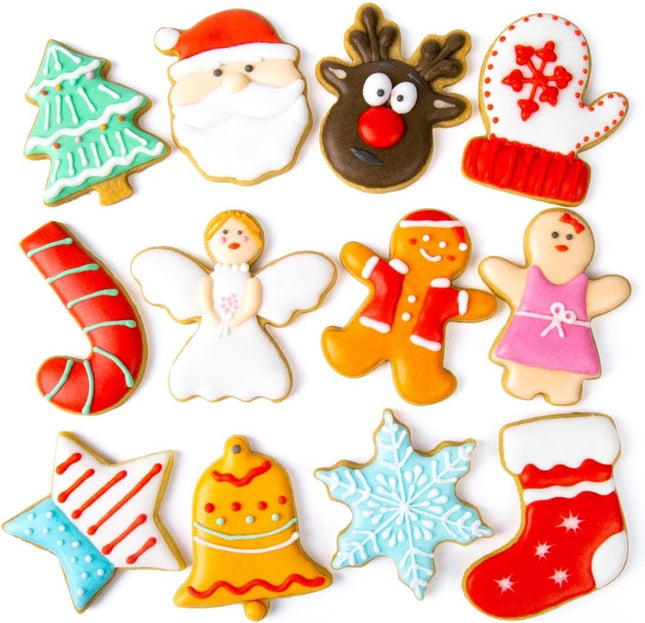 12-Piece Christmas Cookie Cutter Set – Stainless Steel Metal Shapes for Festive Treats