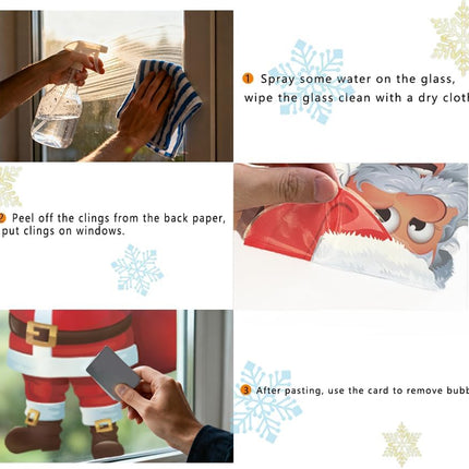 Christmas Window Static Stickers Removable Vinyl Santa Tree Snowman Snowflake