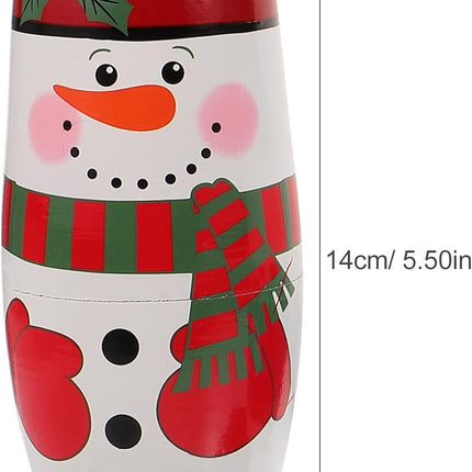5PCS Christmas Snowman Matryoshka Dolls – Handmade Russian Nesting Dolls