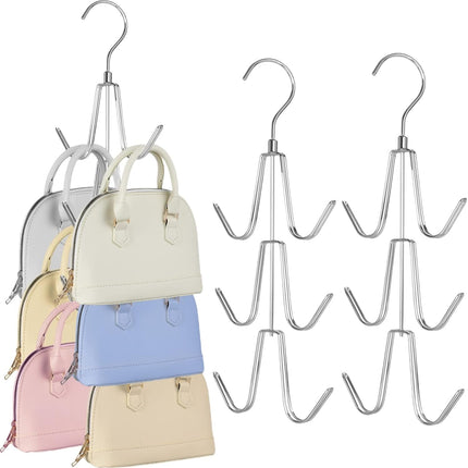 2 Pack Purse Hanger Organizer 360° Swivel Closet Hooks for Handbags Belts Bags