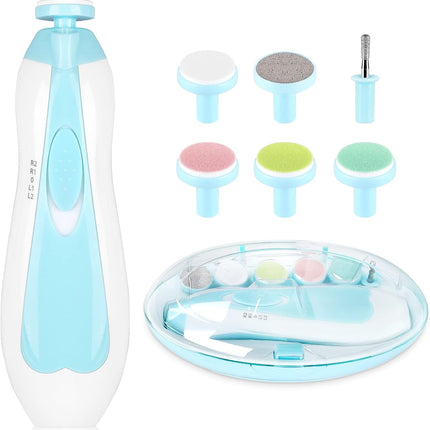 Electric Baby Nail File – 6-in-1 Safety Trimmer for Fingers & Toes (Blue)