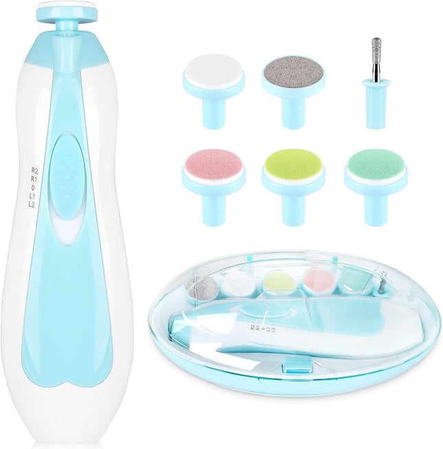 Electric Baby Nail File – 6-in-1 Safety Trimmer for Fingers & Toes (Blue)