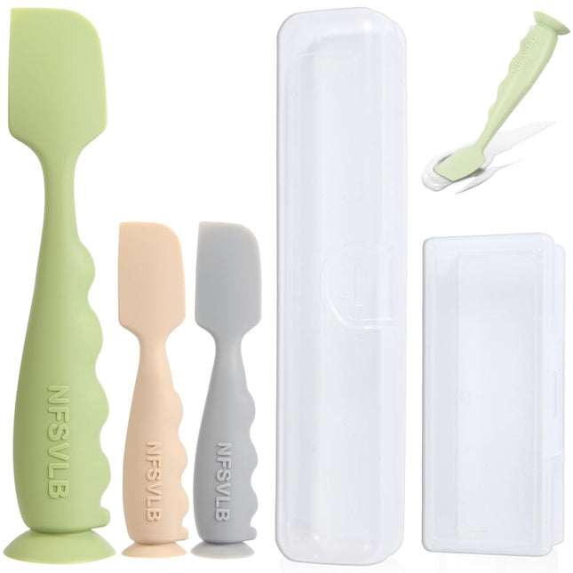Baby Diaper Cream Spatula Set – 1 Large & 2 Mini with Travel Cases