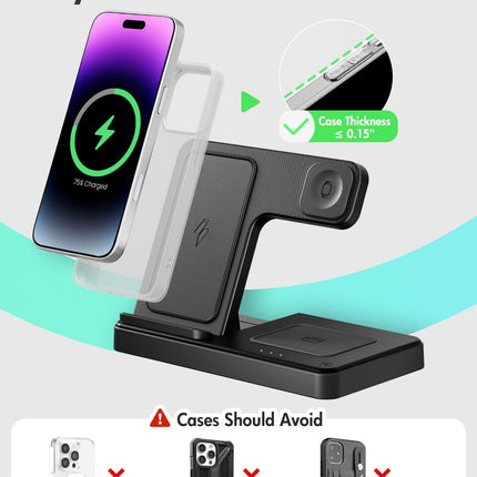 Wireless Charging Station for iPhone, Apple Watch & AirPods – 3-in-1 Stand