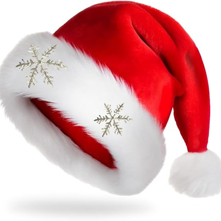 Christmas Velvet Santa Hat – Adults Unisex Party Hat for Xmas & New Year