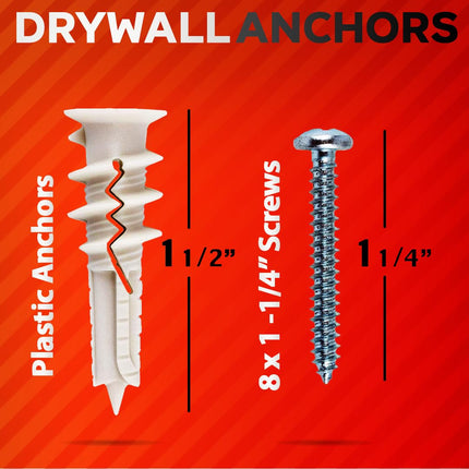 120Pcs Self-Drilling Drywall Anchors & Screws – Holds Up to 75lbs, No Drill Hole Needed