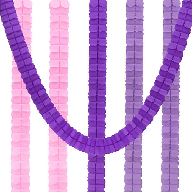 6Pcs 9.8ft Four-Leaf Paper Flower Garland – Hanging Streamers, 3 Colors