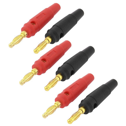 6 PCS Red & Black Insulated Banana Plug Audio Speaker Wire Connectors