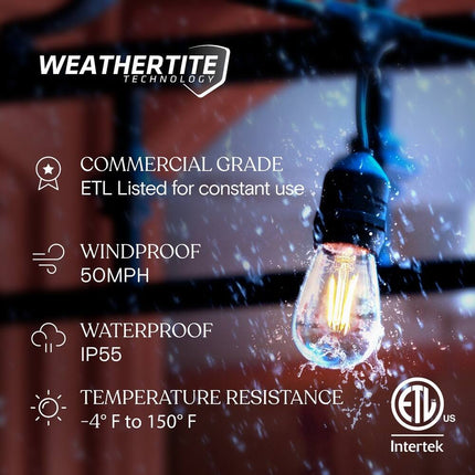 Ambience Pro 7-Light 24 ft Outdoor Plug-in S14 Edison String Lights 2700K