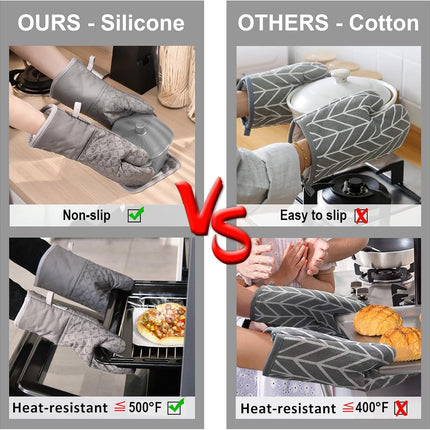6pcs Oven Mitts and Pot Holders Set Heat Resistant 500 Degree Kitchen Gloves