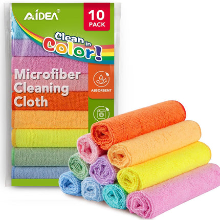 10PCS Microfiber Towels Colorful Cleaning Rags for Car Home Kitchen Dust