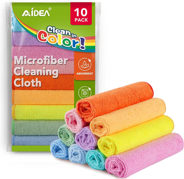 10PCS Microfiber Towels Colorful Cleaning Rags for Car Home Kitchen Dust