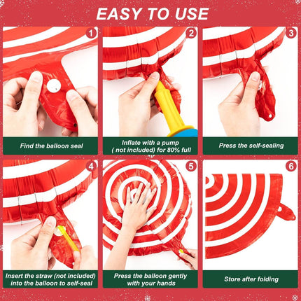 32-Pcs Christmas Candy Foil Balloons Candy Cane Swirl & Holiday Decorations Set