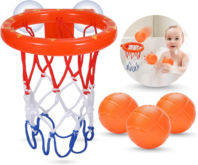 Bathtub Basketball Hoop – Bath & Shower Toy for Kids 4-8, 3 No-Hole Balls