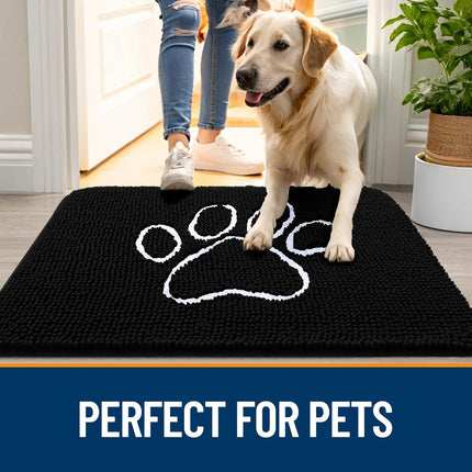 Dog Door Mat 36x24 Paw Print Chenille Mud Mat Absorbent Non Slip Washable Indoor