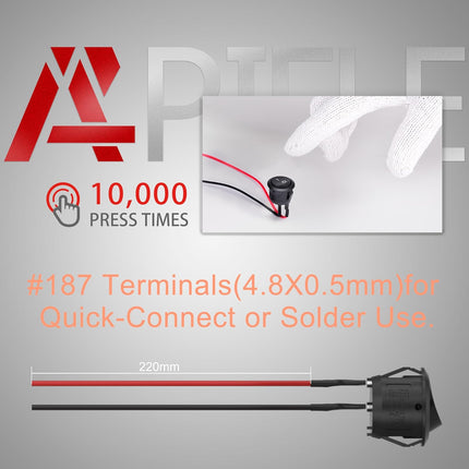5Pcs Rocker Switch ON/OFF – Mini Round Toggle Switch, SPST, 2Pin, Pre-Wired