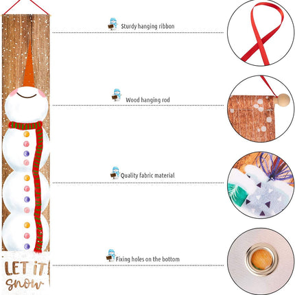 Merry Christmas Porch Sign – Snowman & Xmas Tree Hanging Banner for Holiday Door Décor