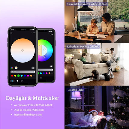 Smart Light Bulb – WiFi & Bluetooth, Works with Alexa & Google, RGB Dimmable