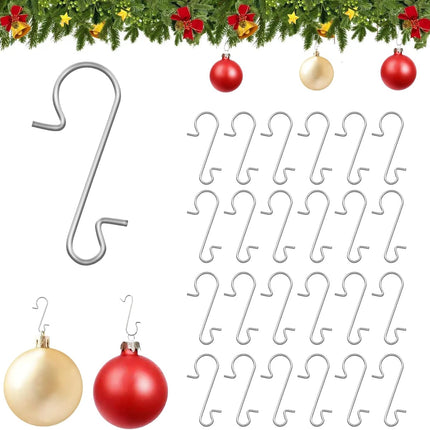 120PCS Christmas Ornament Hooks – Stainless Steel S-Shaped Hangers for Holiday Decorations