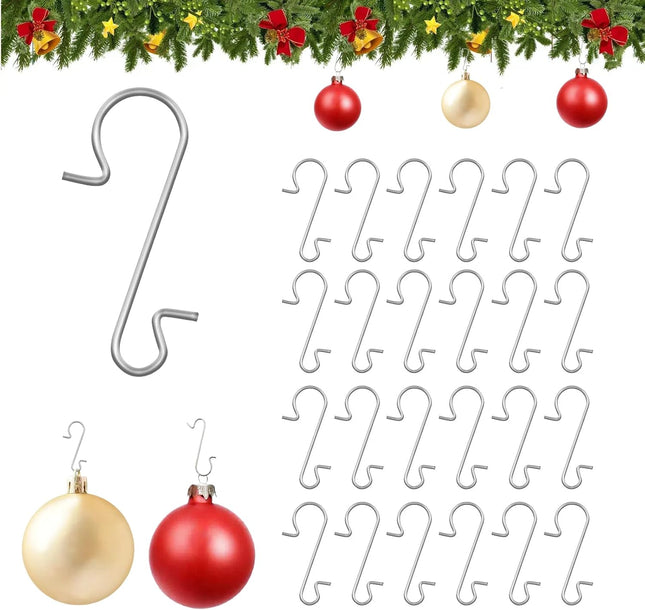 120PCS Christmas Ornament Hooks – Stainless Steel S-Shaped Hangers for Holiday Decorations