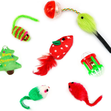 17-Pack Christmas Cat Toy Set – Assorted Interactive Kitten Toys