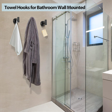 2-Pack Wall-Mount Towel Hooks – Heavy Duty Black Matte Stainless Steel