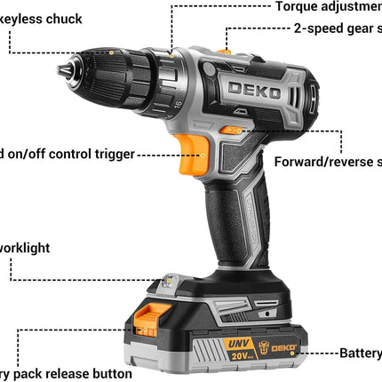 20V Cordless Power Drill Set – Electric Drill with Battery & Charger