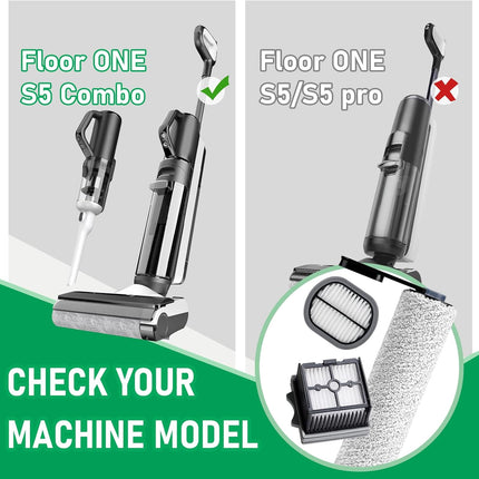 Floor ONE S5Combo Replacement Kit – 2 Roller Brushes, 2 HEPA Filters & Cleaner Brush