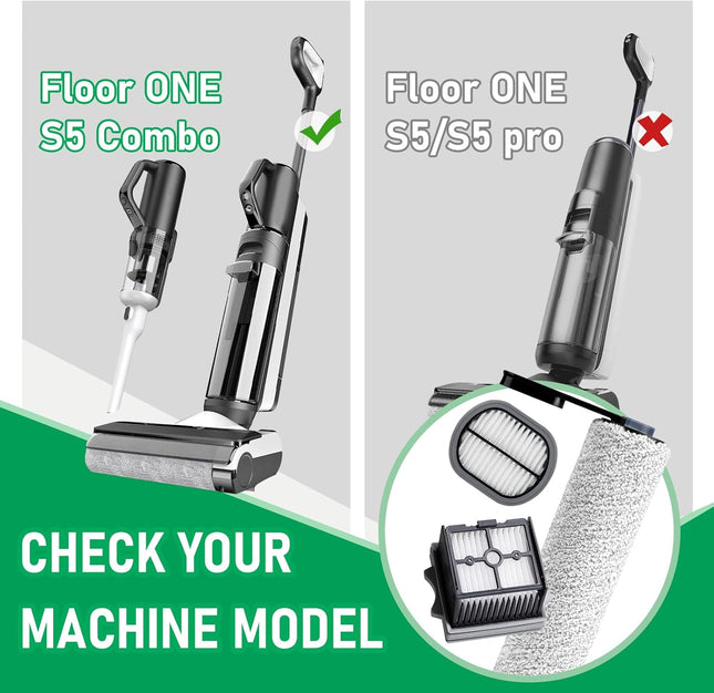 Floor ONE S5Combo Replacement Kit – 2 Roller Brushes, 2 HEPA Filters & Cleaner Brush
