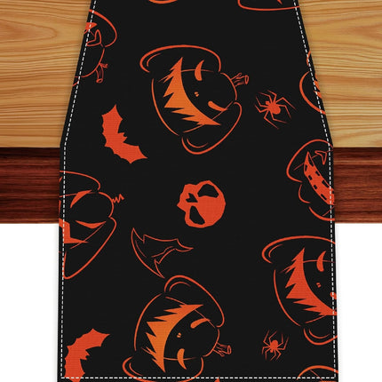 Halloween Pumpkin Table Runner 13x72in, Spooky Table Decor for Home & Parties