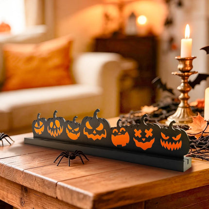 Halloween Wooden Pumpkin Table Sign, Rustic Tabletop Centerpiece for Home Party Decor