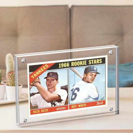 2 Pack Acrylic Magnetic Trading Card Display Frames Clear Sports Card Desktop Stands