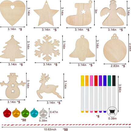 158 PCS Wooden Christmas Ornaments – Unfinished Wood Slices & Craft Set with Twine