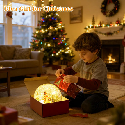 LED Snowman Crackle Glass Ball 3.9" | Christmas Indoor Table & Mantel Decor