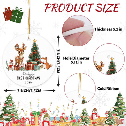 Baby’s First Christmas Ornament 2025, Ceramic Tree Decoration with Gift Box