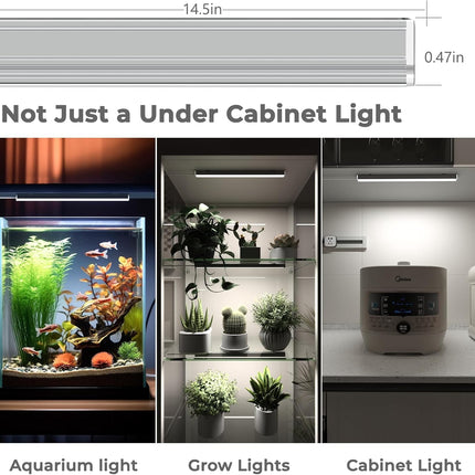 LED Under Cabinet Light – 3 Color Changing USB Plug-In, 14.5in Dimmable