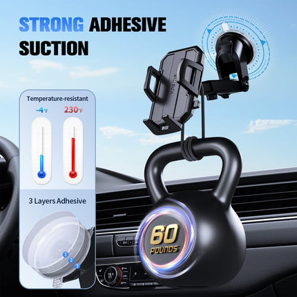 3-in-1 Car Phone Holder – Dashboard, Windshield & Vent Mount for iPhone & Samsung