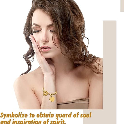 Heart Charm Bracelet Women Bible Verse 18K Gold Plated Stainless Steel