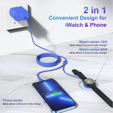 Upgraded Apple Watch Charger, USB-C Magnetic, 6FT Cable, Fast Charging Blue