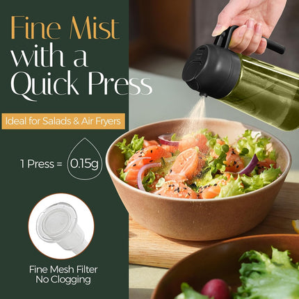 16oz Dark Oil Sprayer Bottle 2 in 1 Olive Oil Dispenser Mister for Kitchen