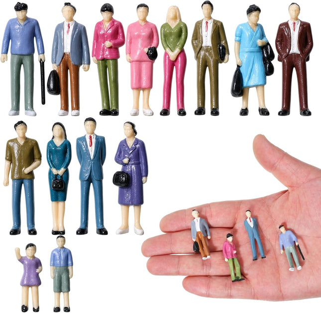 14 Pcs Miniature People Figurines 1:42 Scale, Hand-Painted Resin Figures for Models