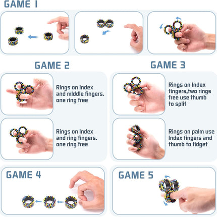 Magnetic Rings Fidget Set – 3PCS Spinner Toys for Anxiety & Stress Relief