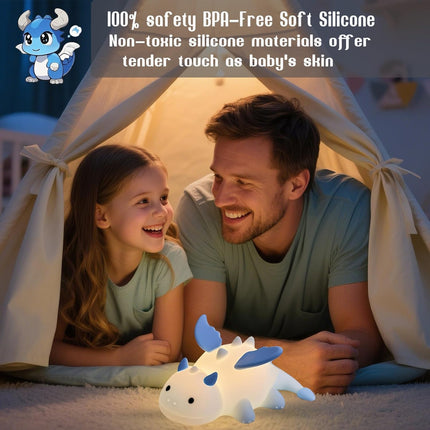 Soft Silicone Baby Dragon Lamp – RGB & 3-Level Warm Light, Portable Night Light