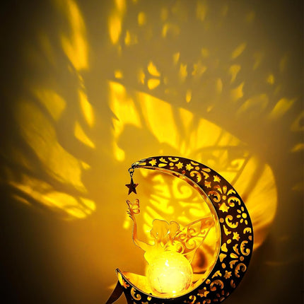 Solar Garden Statue – Fairy Moon Figurine Light Stake for Patio & Yard