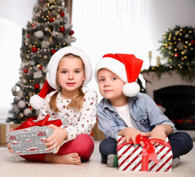 6-Pack White Christmas Wrapping Paper Recycled Jumbo Sheets, 28x40 Inches